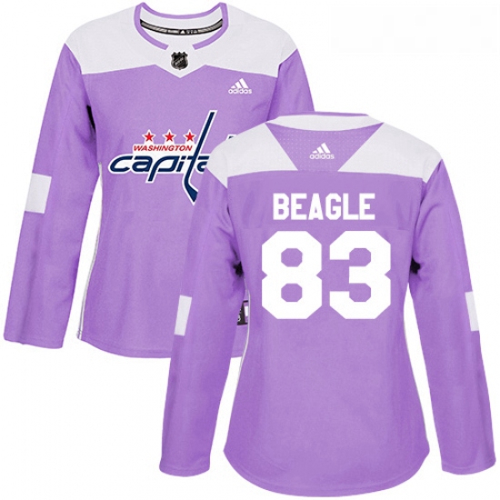 Womens Adidas Washington Capitals 83 Jay Beagle Authentic Purple Fights Cancer Practice NHL Jersey