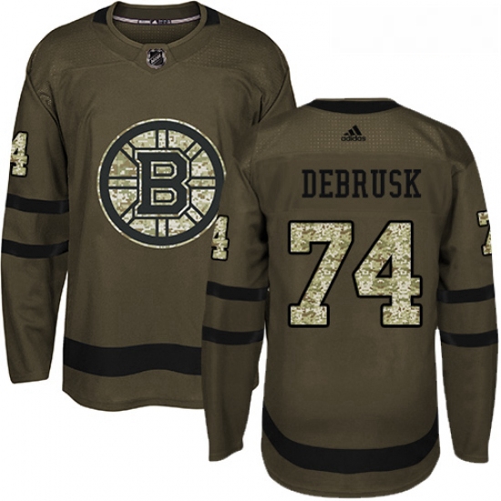 Youth Adidas Boston Bruins 74 Jake DeBrusk Authentic Green Salut