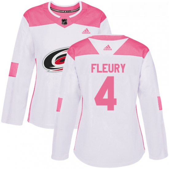 Womens Adidas Carolina Hurricanes 4 Haydn Fleury Authentic WhitePink Fashion NHL Jersey