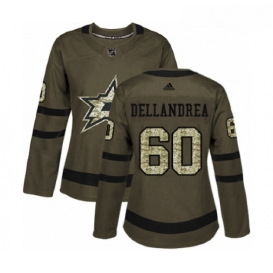 Womens Adidas Dallas Stars 60 Ty Dellandrea Authentic Green Salute to Service NHL Jersey