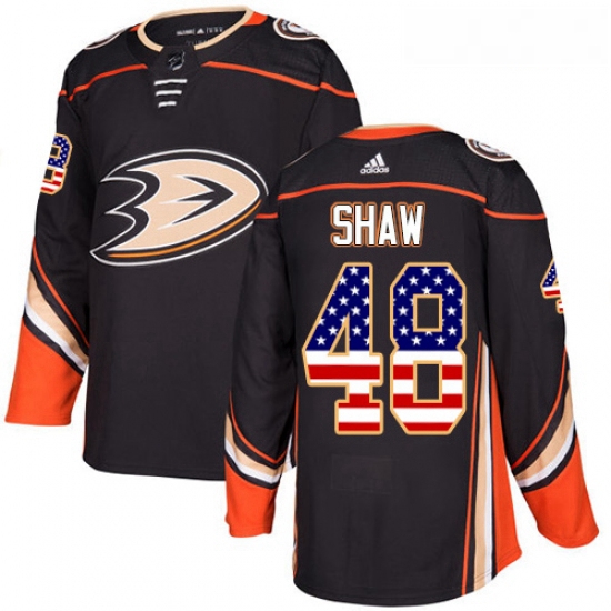 Youth Adidas Anaheim Ducks 48 Logan Shaw Authentic Black USA Flag Fashion NHL Jersey