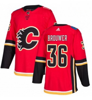 Youth Adidas Calgary Flames 36 Troy Brouwer Authentic Red Home NHL Jersey