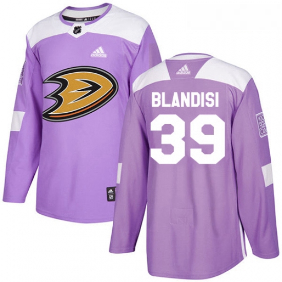 Youth Adidas Anaheim Ducks 39 Joseph Blandisi Authentic Purple Fights Cancer Practice NHL Jersey