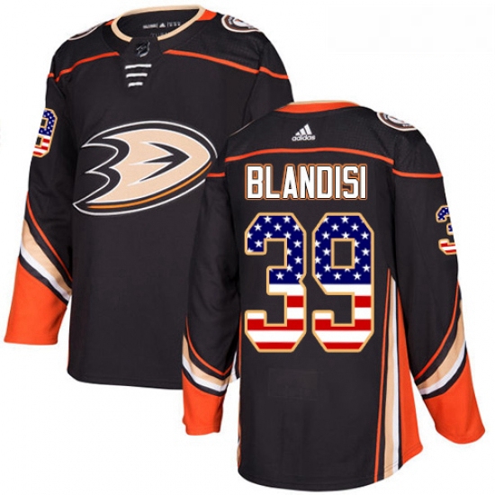 Youth Adidas Anaheim Ducks 39 Joseph Blandisi Authentic Black USA Flag Fashion NHL Jersey