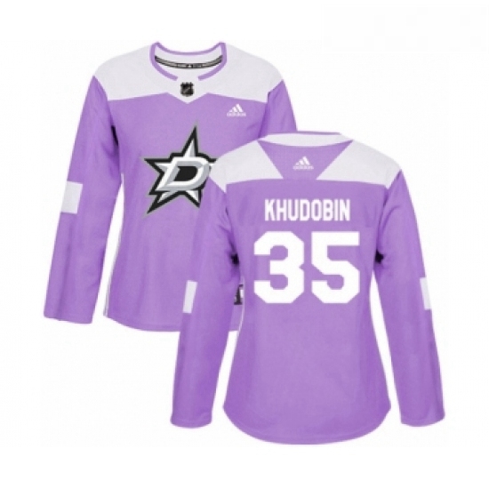 Womens Adidas Dallas Stars 35 Anton Khudobin Authentic Purple Fi
