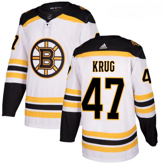 Womens Adidas Boston Bruins 47 Torey Krug Authentic White Away NHL Jersey