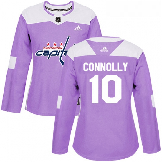 Womens Adidas Washington Capitals 10 Brett Connolly Authentic Purple Fights Cancer Practice NHL Jers