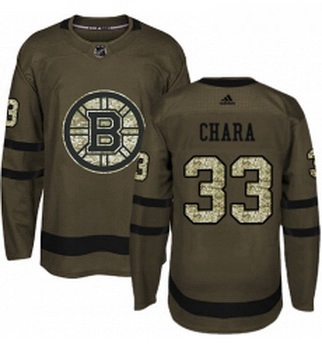 Youth Adidas Boston Bruins 33 Zdeno Chara Authentic Green Salute to Service NHL Jersey