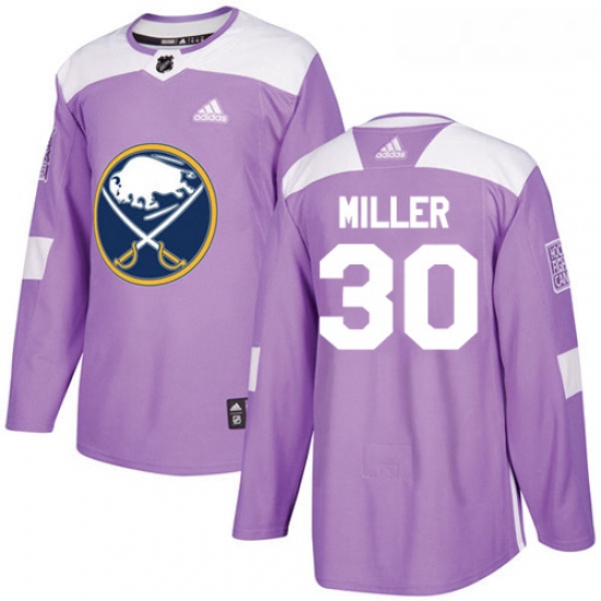 Youth Adidas Buffalo Sabres 30 Ryan Miller Authentic Purple Fights Cancer Practice NHL Jersey