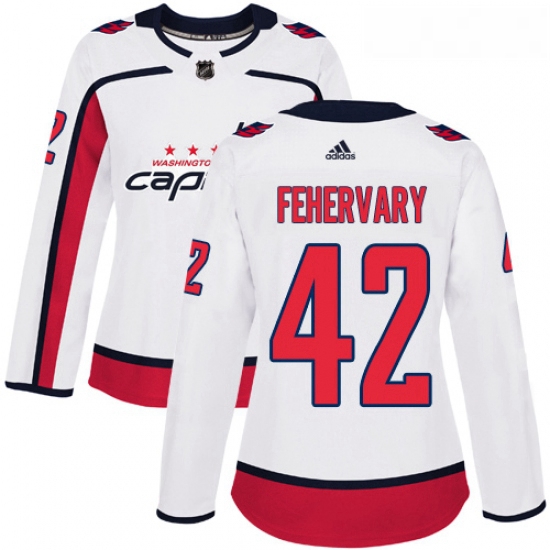 Womens Adidas Washington Capitals 42 Martin Fehervary Authentic White Away NHL Jersey