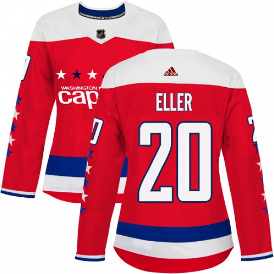 Womens Adidas Washington Capitals 20 Lars Eller Authentic Red Alternate NHL Jersey