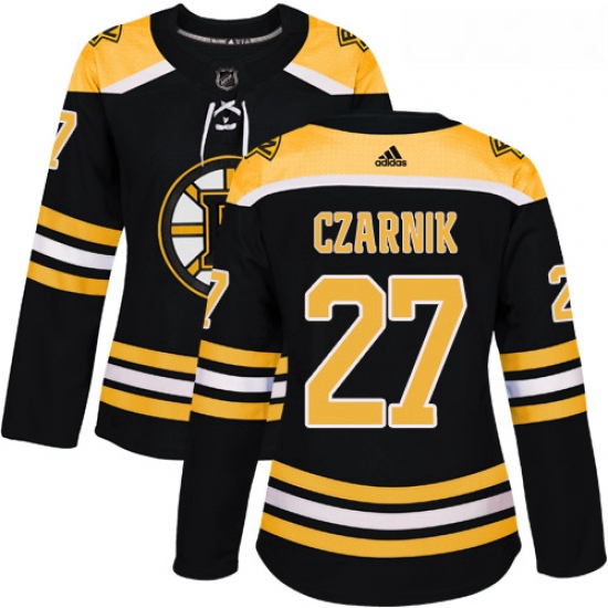 Womens Adidas Boston Bruins 27 Austin Czarnik Authentic Black Home NHL Jersey