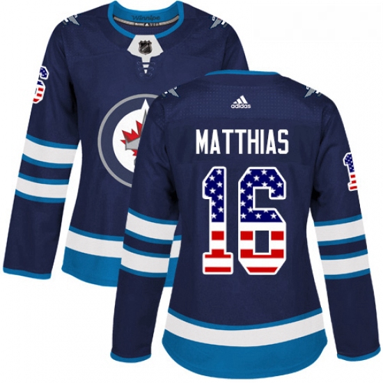 Womens Adidas Winnipeg Jets 16 Shawn Matthias Authentic Navy Blu