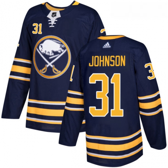 Youth Adidas Buffalo Sabres 31 Chad Johnson Authentic Navy Blue Home NHL Jersey