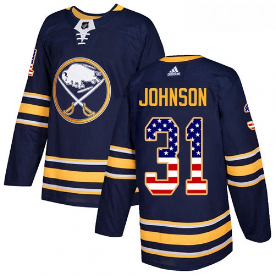 Youth Adidas Buffalo Sabres 31 Chad Johnson Authentic Navy Blue USA Flag Fashion NHL Jersey