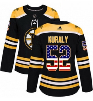 Womens Adidas Boston Bruins 52 Sean Kuraly Authentic Black USA Flag Fashion NHL Jersey