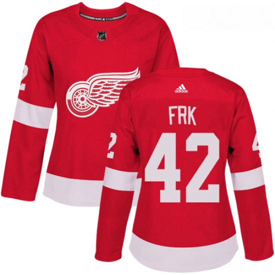 Womens Adidas Detroit Red Wings 42 Martin Frk Authentic Red Home NHL Jersey