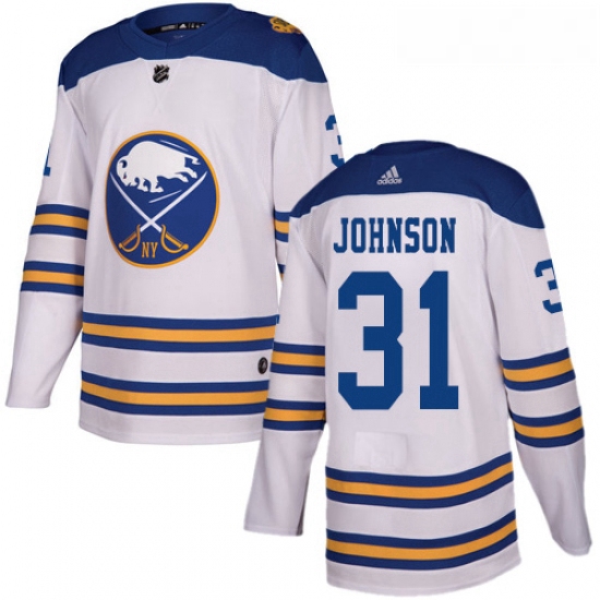 Youth Adidas Buffalo Sabres 31 Chad Johnson Authentic White 2018 Winter Classic NHL Jersey