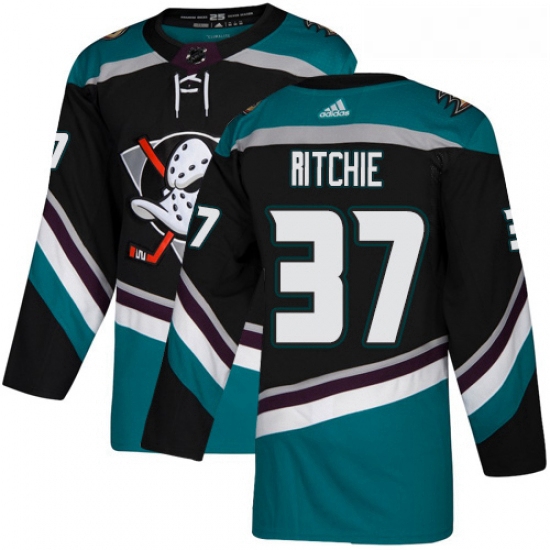 Youth Adidas Anaheim Ducks 37 Nick Ritchie Authentic Black Teal Third NHL Jersey