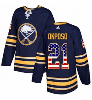 Youth Adidas Buffalo Sabres 21 Kyle Okposo Authentic Navy Blue USA Flag Fashion NHL Jersey