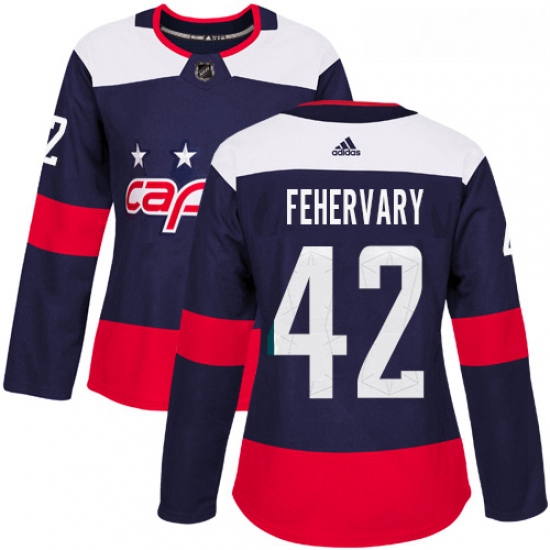 Womens Adidas Washington Capitals 42 Martin Fehervary Authentic Navy Blue 2018 Stadium Series NHL Je