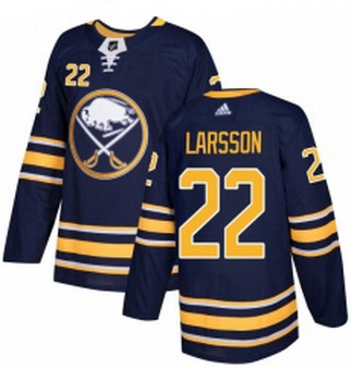 Youth Adidas Buffalo Sabres 22 Johan Larsson Authentic Navy Blue Home NHL Jersey