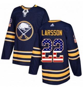 Youth Adidas Buffalo Sabres 22 Johan Larsson Authentic Navy Blue