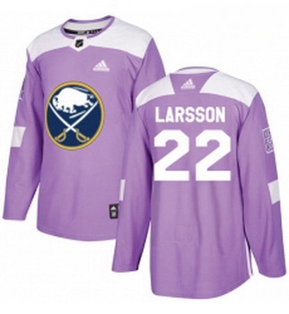 Youth Adidas Buffalo Sabres 22 Johan Larsson Authentic Purple Fights Cancer Practice NHL Jersey