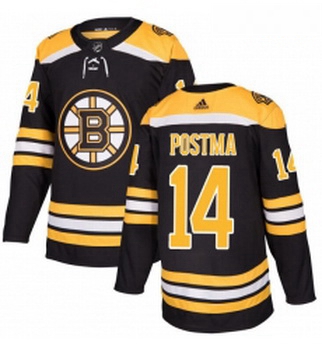 Youth Adidas Boston Bruins 14 Paul Postma Premier Black Home NHL Jersey