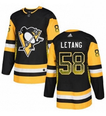 Mens Adidas Pittsburgh Penguins 58 Kris Letang Authentic Black Drift Fashion NHL Jersey