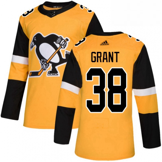 Mens Adidas Pittsburgh Penguins 38 Derek Grant Premier Gold Alternate NHL Jersey