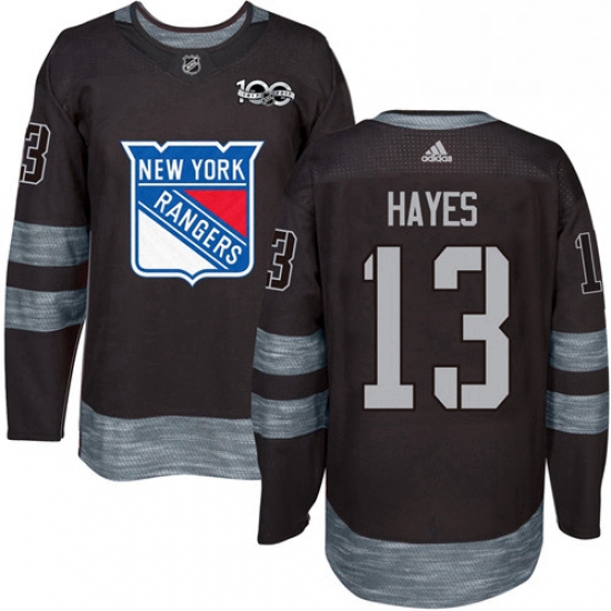 Mens Adidas New York Rangers 13 Kevin Hayes Premier Black 1917 2017 100th Anniversary NHL Jersey