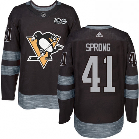 Mens Adidas Pittsburgh Penguins 41 Daniel Sprong Authentic Black 1917 2017 100th Anniversary NHL Jer