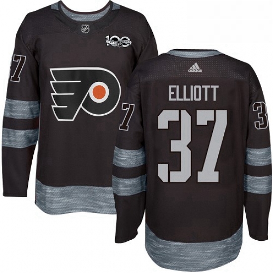 Mens Adidas Philadelphia Flyers 37 Brian Elliott Premier Black 1917 2017 100th Anniversary NHL Jerse