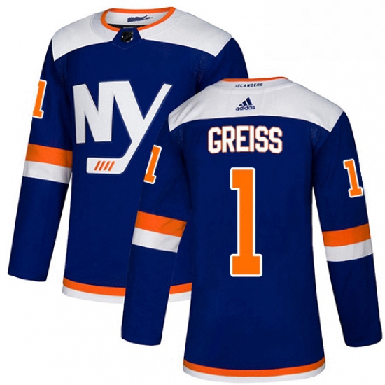 Mens Adidas New York Islanders 1 Thomas Greiss Premier Blue Alternate NHL Jersey