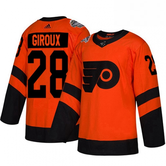 Mens Adidas Philadelphia Flyers 28 Claude Giroux Orange Authentic 2019 Stadium Series Stitched NHL J