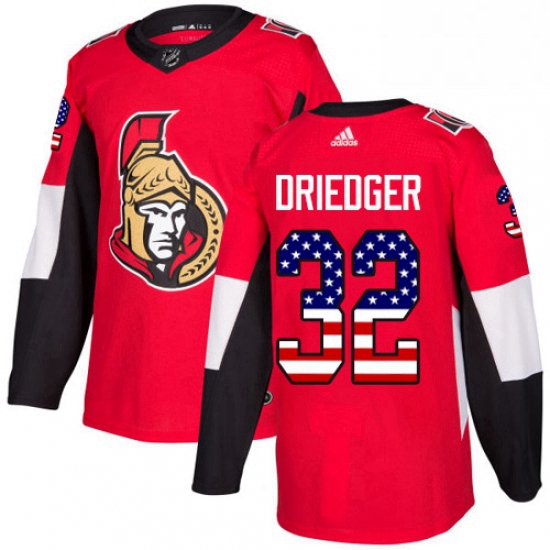 Mens Adidas Ottawa Senators 32 Chris Driedger Authentic Red USA Flag Fashion NHL Jersey