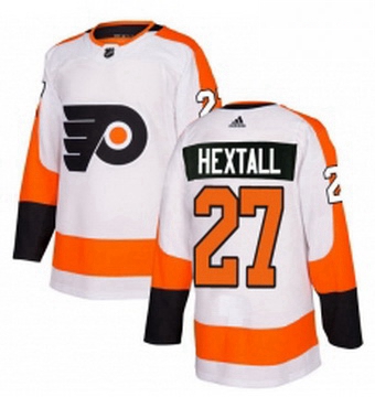 Mens Adidas Philadelphia Flyers 27 Ron Hextall Authentic White Away NHL Jersey