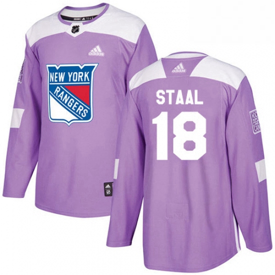 Mens Adidas New York Rangers 18 Marc Staal Authentic Purple Fights Cancer Practice NHL Jersey