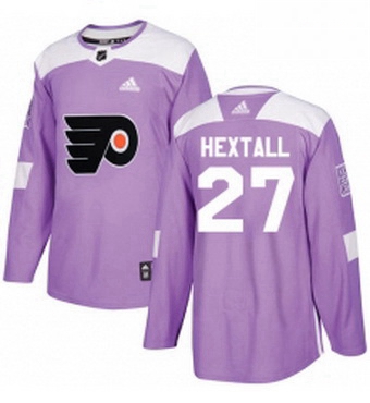 Mens Adidas Philadelphia Flyers 27 Ron Hextall Authentic Purple Fights Cancer Practice NHL Jersey