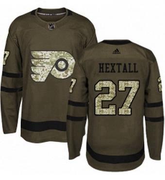 Mens Adidas Philadelphia Flyers 27 Ron Hextall Authentic Green Salute to Service NHL Jersey