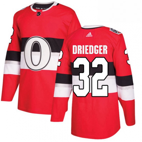 Mens Adidas Ottawa Senators 32 Chris Driedger Authentic Red 2017 100 Classic NHL Jersey