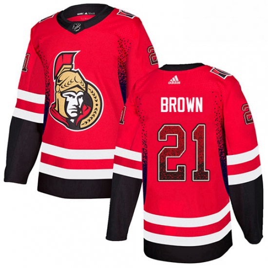 Mens Adidas Ottawa Senators 21 Logan Brown Authentic Red Drift Fashion NHL Jersey