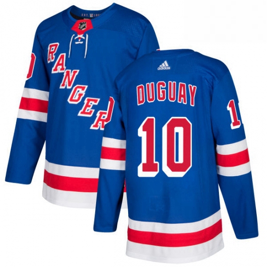 Mens Adidas New York Rangers 10 Ron Duguay Authentic Royal Blue Home NHL Jersey