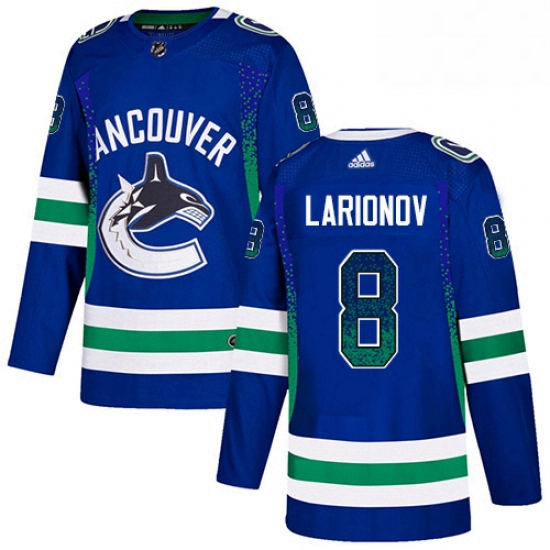 Mens Adidas Vancouver Canucks 8 Igor Larionov Authentic Blue Drift Fashion NHL Jersey