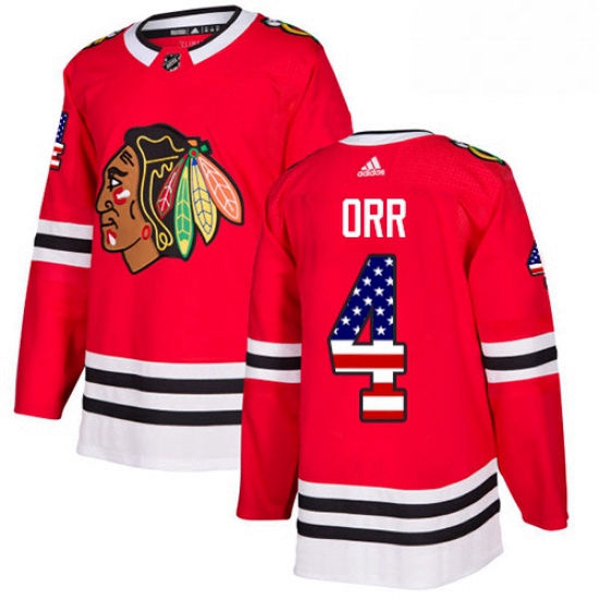 Mens Adidas Chicago Blackhawks 4 Bobby Orr Authentic Red USA Fla