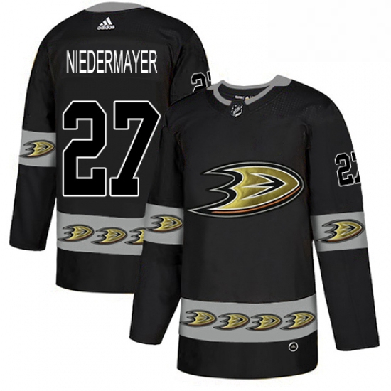 Mens Adidas Anaheim Ducks 27 Scott Niedermayer Premier Black Tea