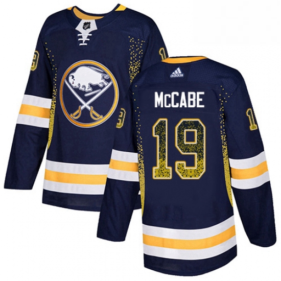 Mens Adidas Buffalo Sabres 19 Jake McCabe Authentic Navy Blue Drift Fashion NHL Jersey