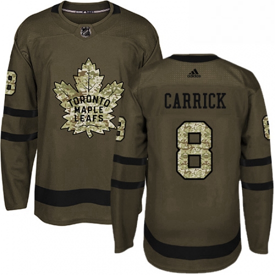 Mens Adidas Toronto Maple Leafs 8 Connor Carrick Authentic Green Salute to Service NHL Jersey