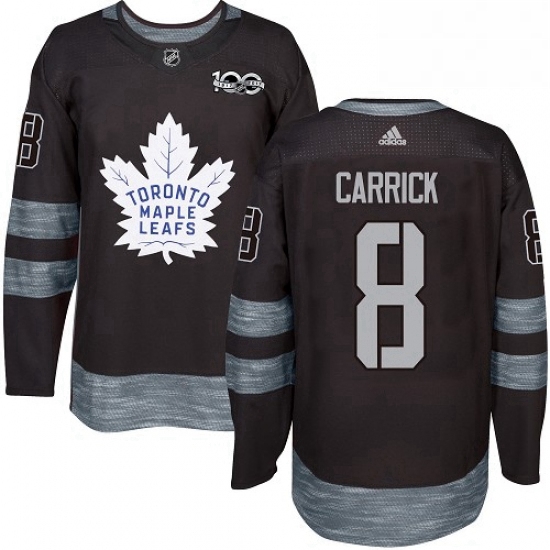 Mens Adidas Toronto Maple Leafs 8 Connor Carrick Authentic Black 1917 2017 100th Anniversary NHL Jer